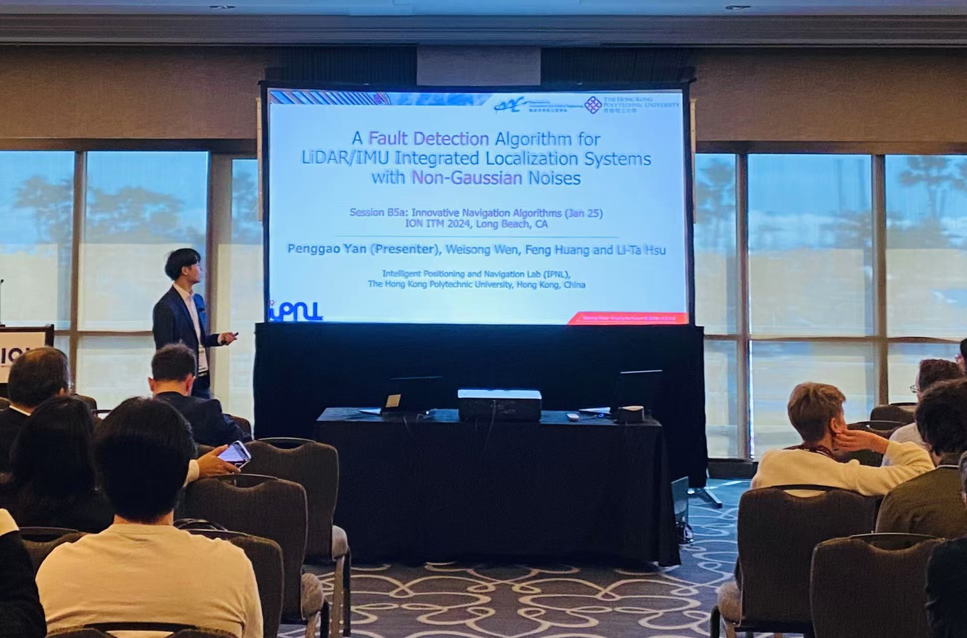 Penggao Yan presenting a LiDAR IMU fault detection method at ION ITM 2024