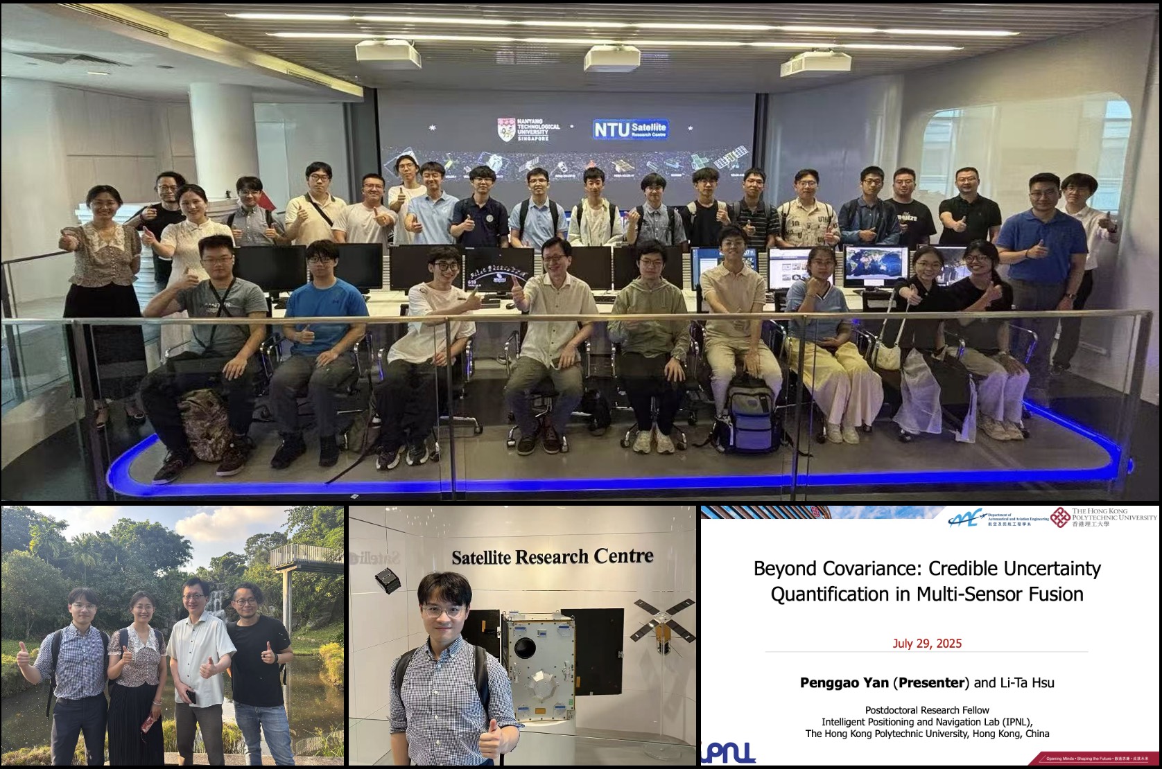 Collage of Penggao Yan's invited talk on credible uncertainty quantification and his visit to NTU Satellite Research Centre